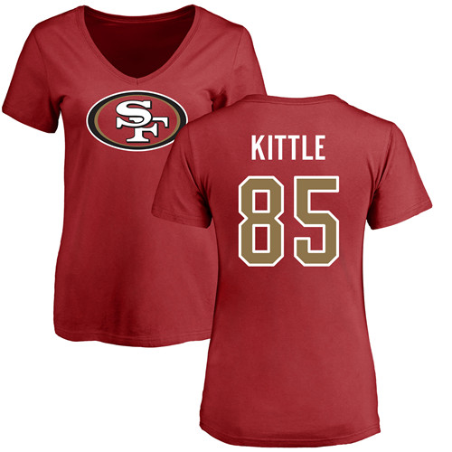 San Francisco 49ers Red Women George Kittle Name and Number Logo #85 NFL T Shirt